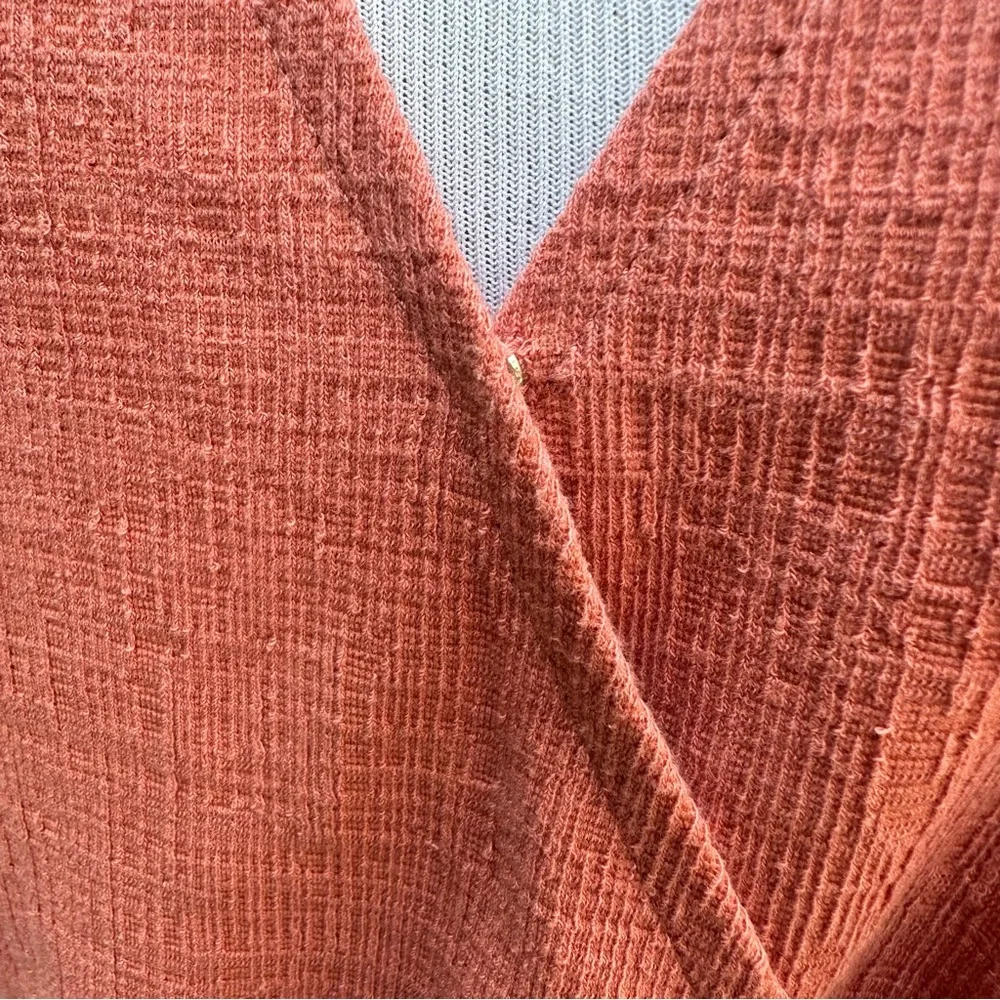 MADEWELL Pink Orange Linen Feel Summer Top w/ Button Closure & Tie Bottom, Sz. L - Picture 4 of 4